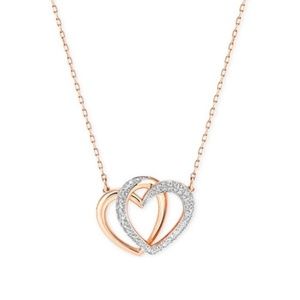 Swarovski Rose Gold Crystal Double Heart Necklace